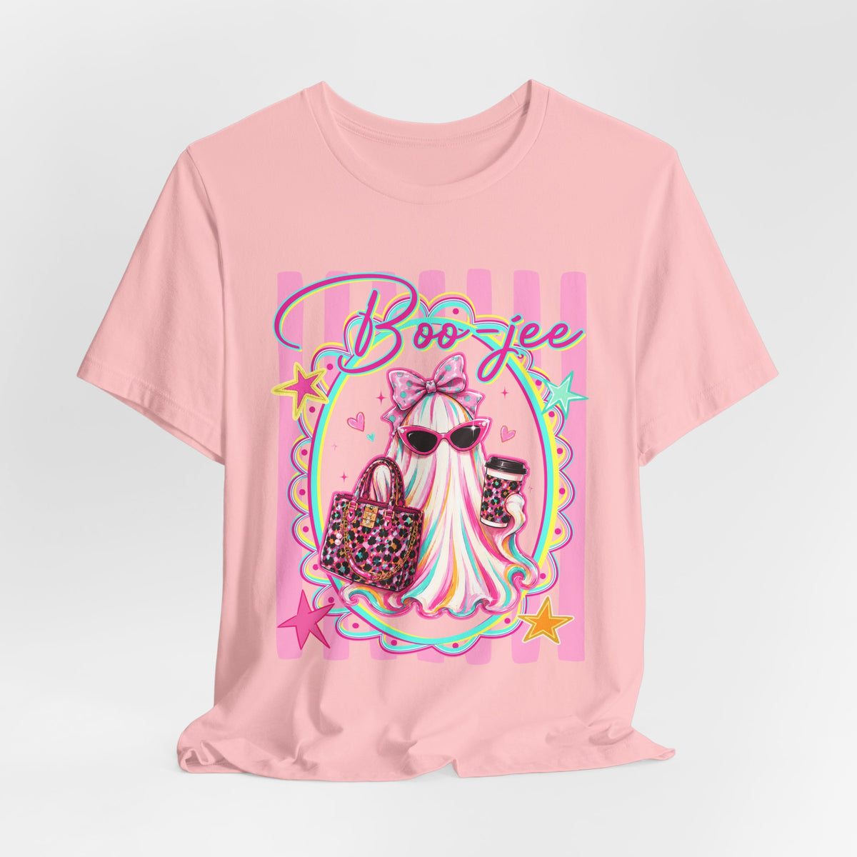 Boo-Jee Ghost Tee — Kawaii Fashion Ghost Graphic T-Shirt with Purse & Coffee