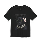 Vogue Instinct Black Cat with Pearls Tee | Fashion Cat T-Shirt