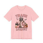 Trash But Luxury Raccoon Tee — Halloween Graphic T-Shirt with Pumpkins & Bats