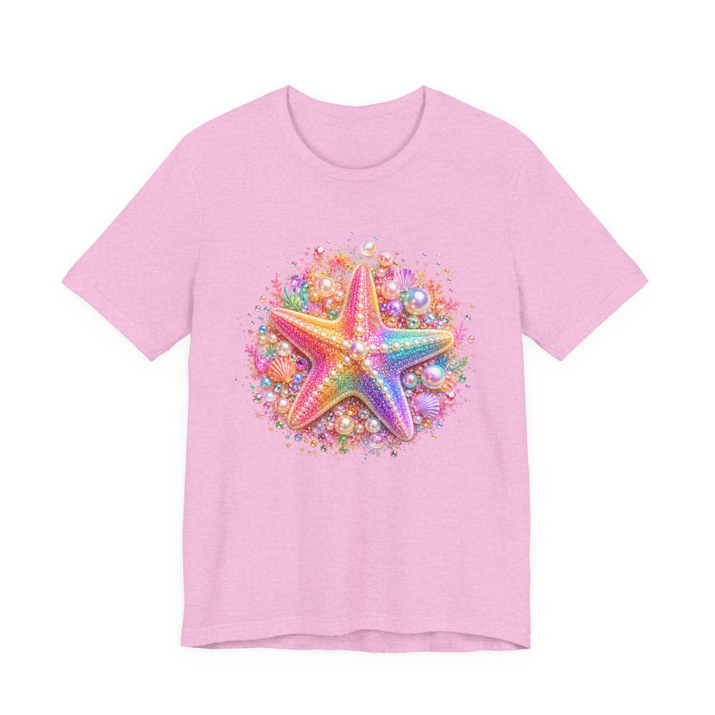Rainbow Starfish T-Shirt | Colorful Seashell Beach Art