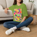 Tropical Colorful Fish T-Shirt | Neon Hibiscus Beach Illustration