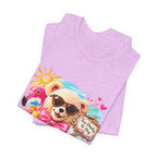 Teddy Bear Pool Float Tee | Summer Bear with Sunglasses and Flamingo