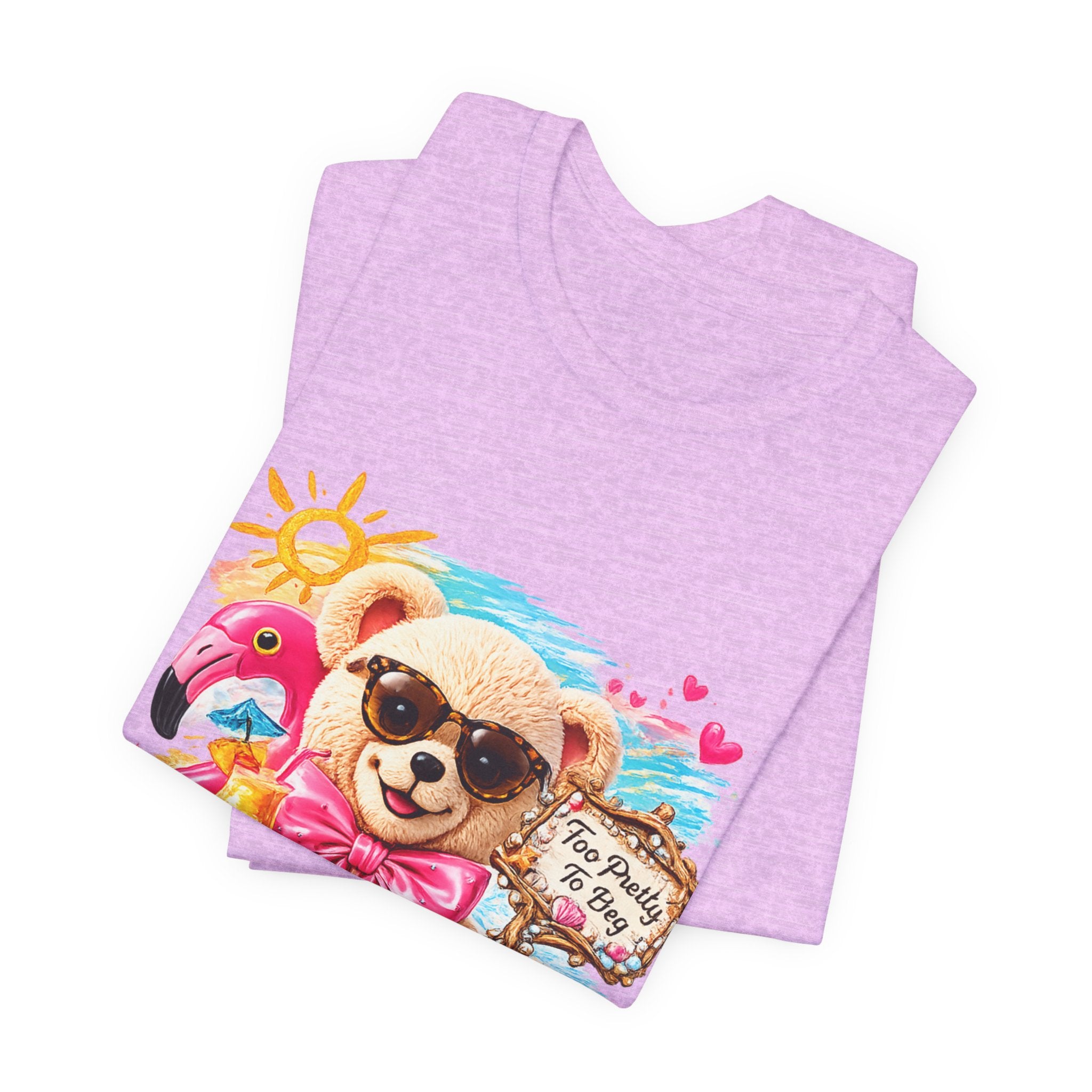 Teddy Bear Pool Float Tee | Summer Bear with Sunglasses and Flamingo