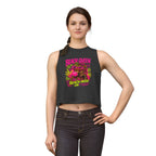 Beach Queen Cat Graphic Crop Top | Tropical Flamingo Bubblegum Retro