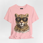 Leopard with Sunglasses Tee | Gold Chain Cheetah Graphic Shirt
