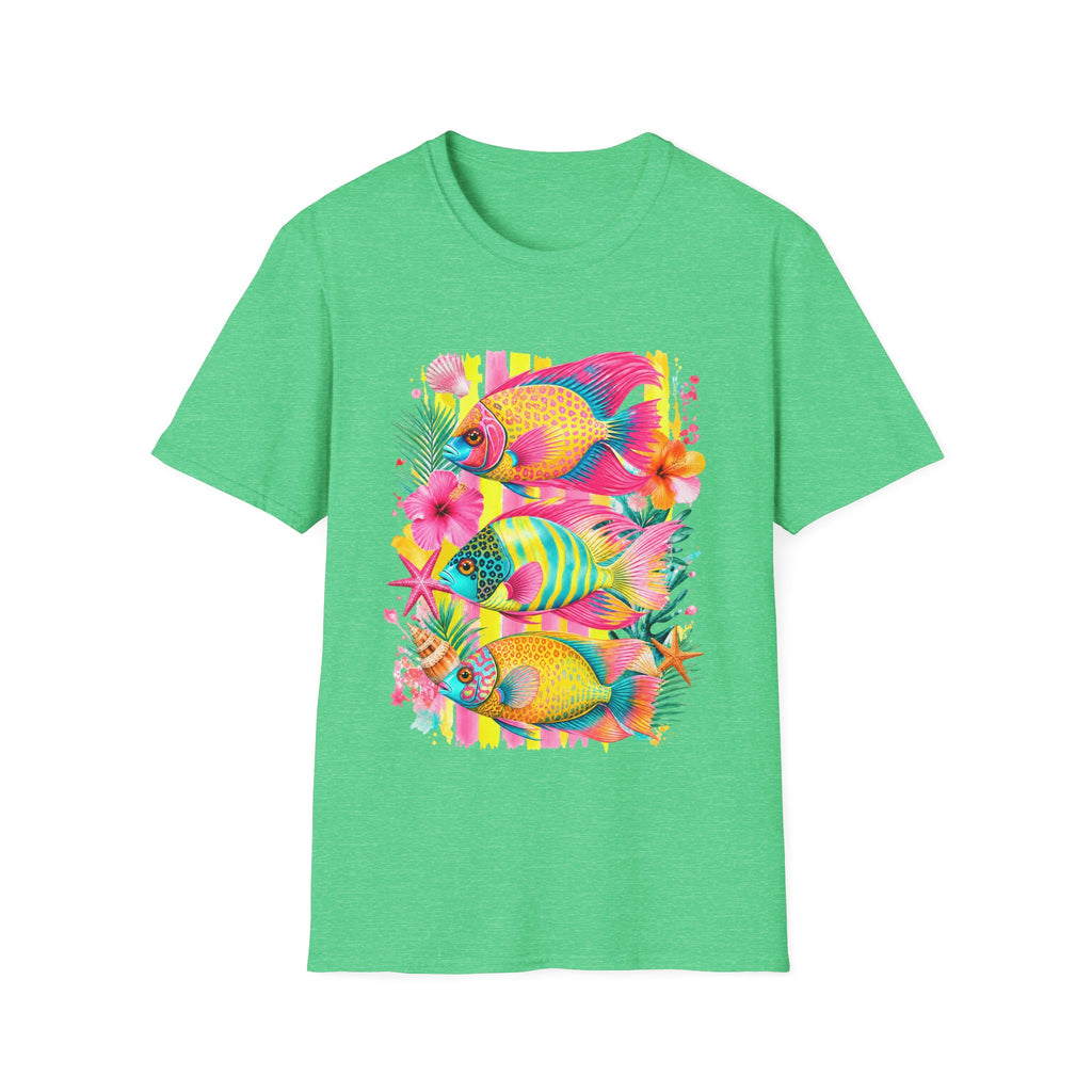 T-shirt Poisson tropical coloré | Illustration Néon Hibiscus Plage