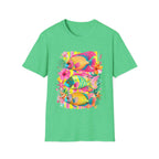 Tropical Colorful Fish T-Shirt | Neon Hibiscus Beach Illustration
