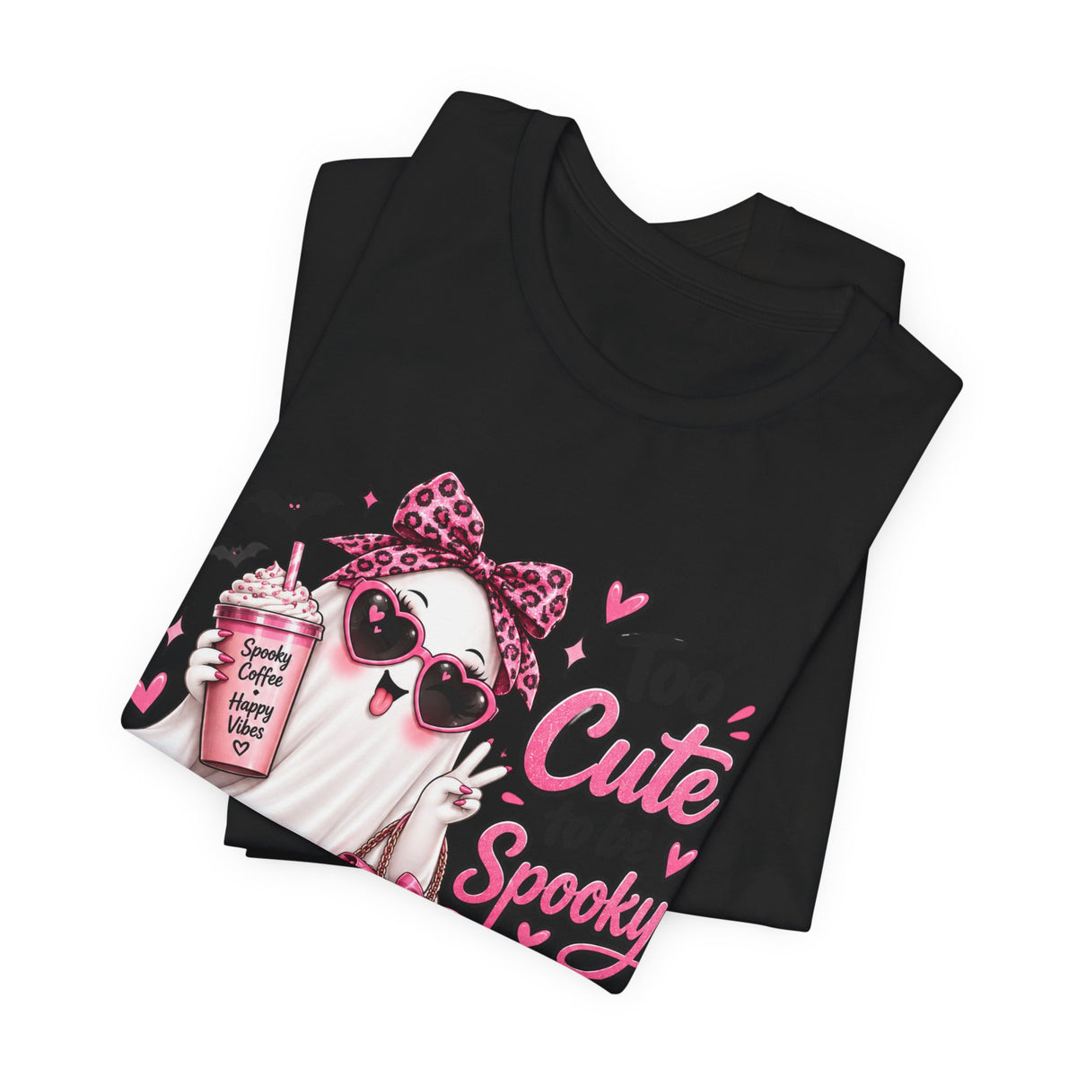 Cute Ghost Halloween T-Shirt | Too Cute to Be Spooky | Coquette Luxe