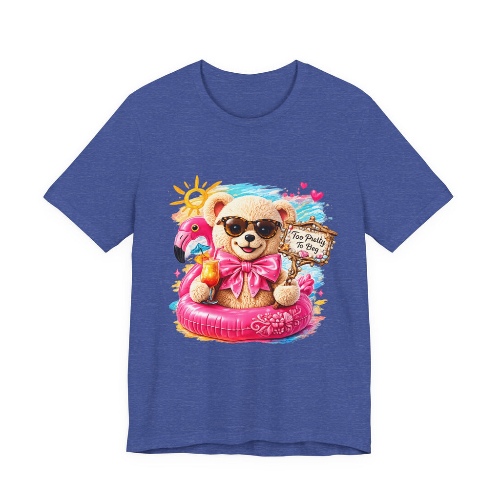 Teddy Bear Pool Float Tee | Summer Bear with Sunglasses and Flamingo