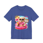 Teddy Bear Pool Float Tee | Summer Bear with Sunglasses and Flamingo