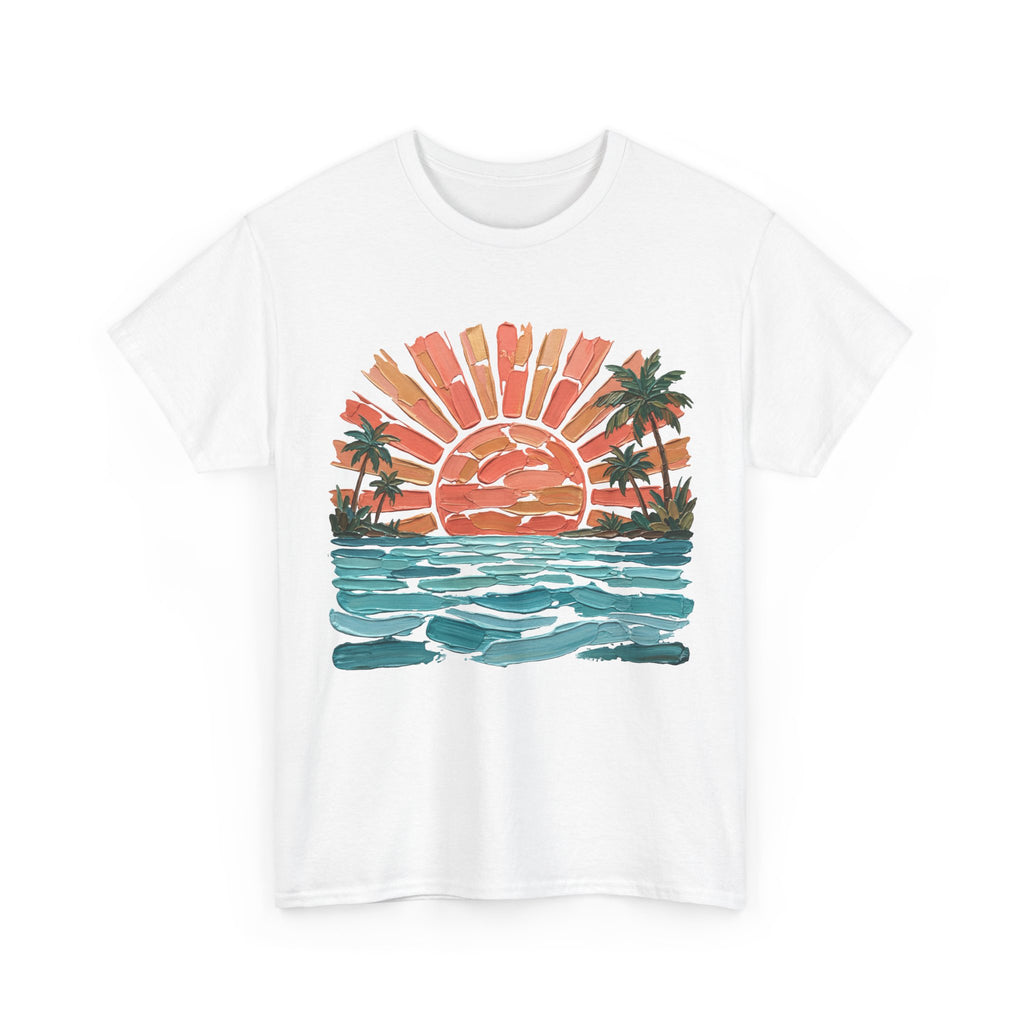 T-Shirt Vintage Coucher de soleil Palm Beach | T-Shirt Rétro Vagues Surf