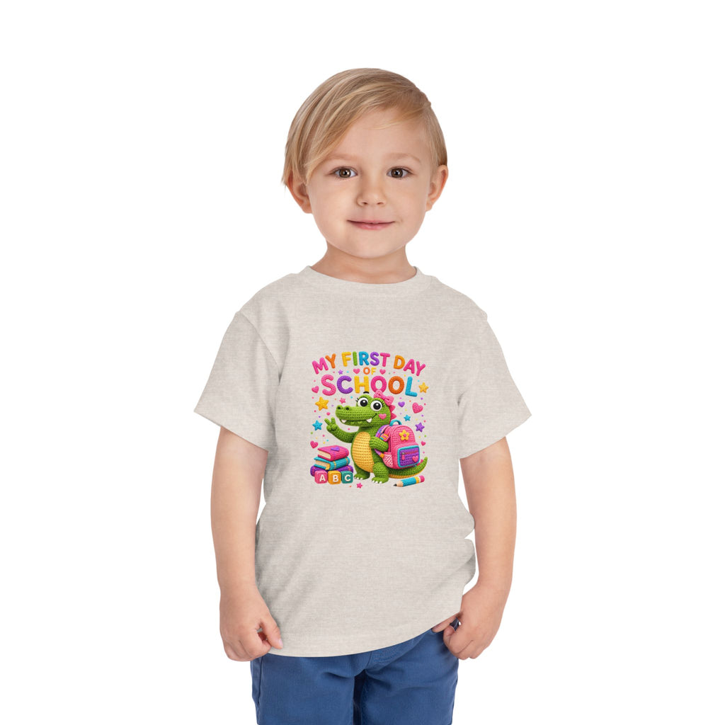 T-shirt enfant « Mon premier jour d'école » avec crocodile | T-shirt de rentrée des classes pour enfants