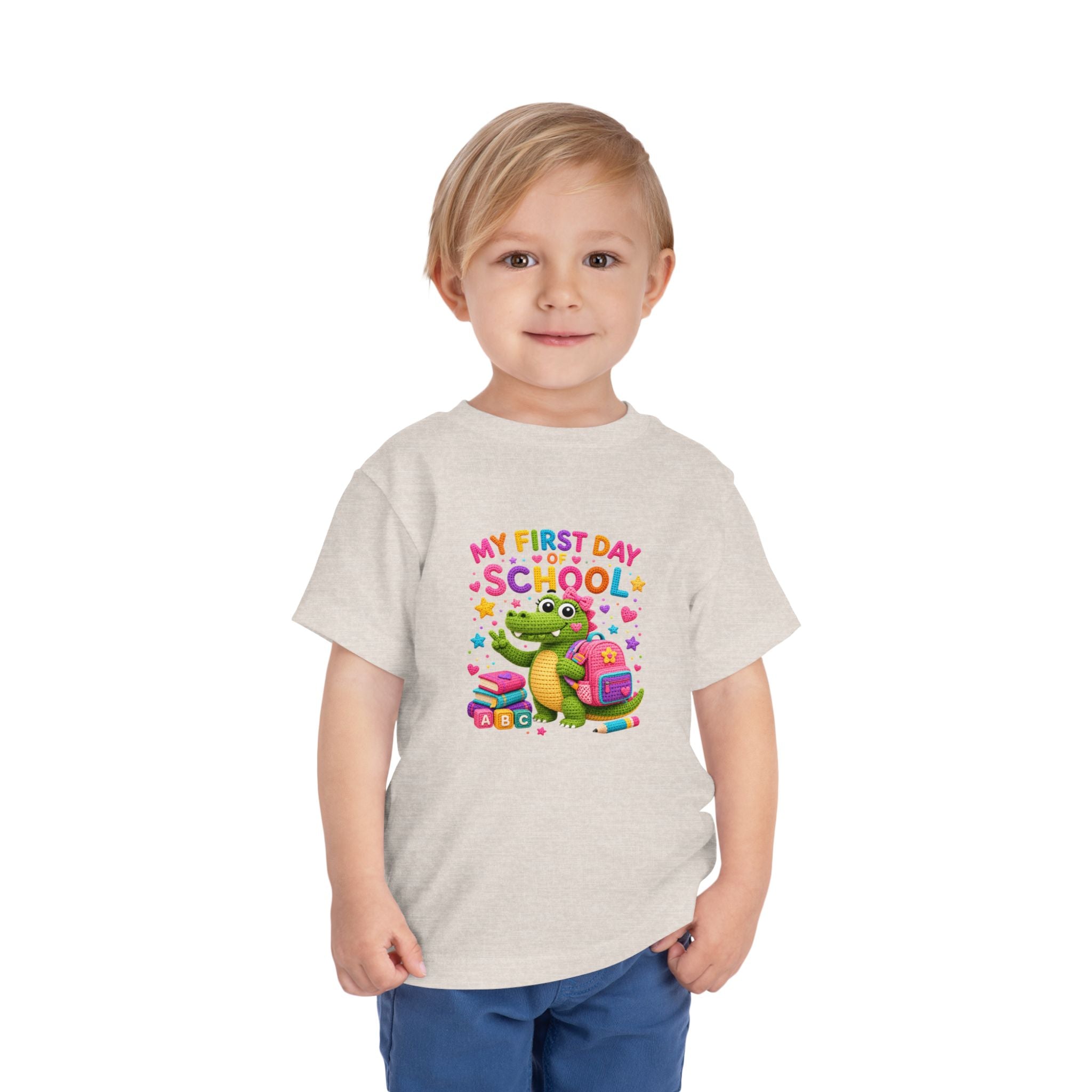 T-shirt enfant « Mon premier jour d'école » avec crocodile | T-shirt de rentrée des classes pour enfants