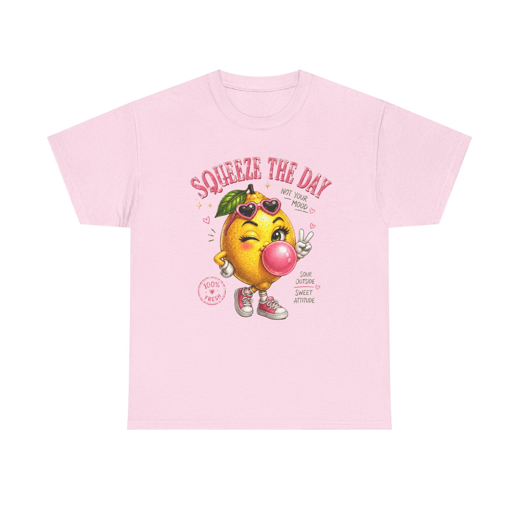 Squeeze The Day Lemon Graphic Tee | Retro Cartoon Fruit Shirt