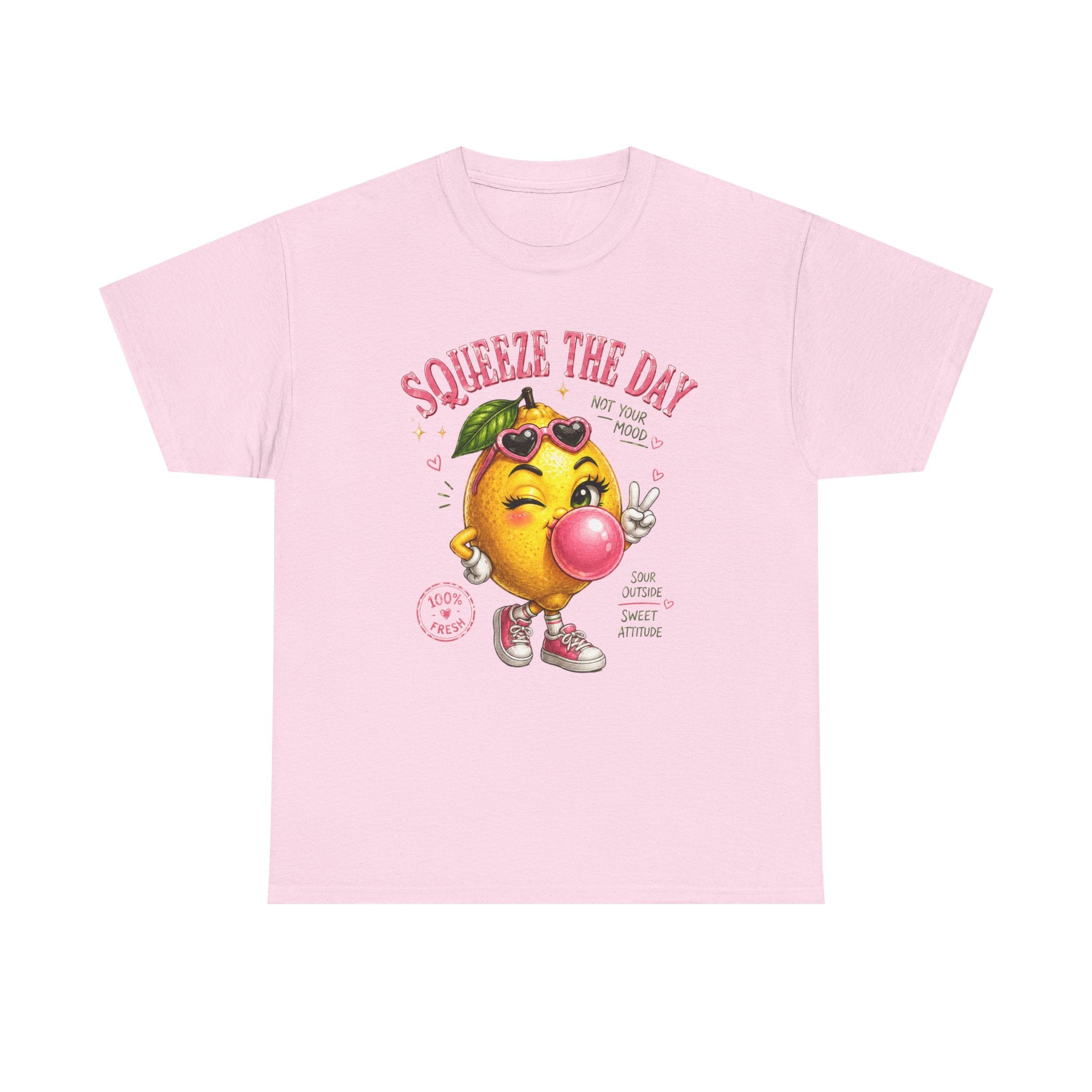 Squeeze The Day Lemon Graphic Tee | Retro Cartoon Fruit Shirt