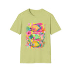 Tropical Colorful Fish T-Shirt | Neon Hibiscus Beach Illustration