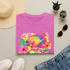 Tropical Colorful Fish T-Shirt | Neon Hibiscus Beach Illustration
