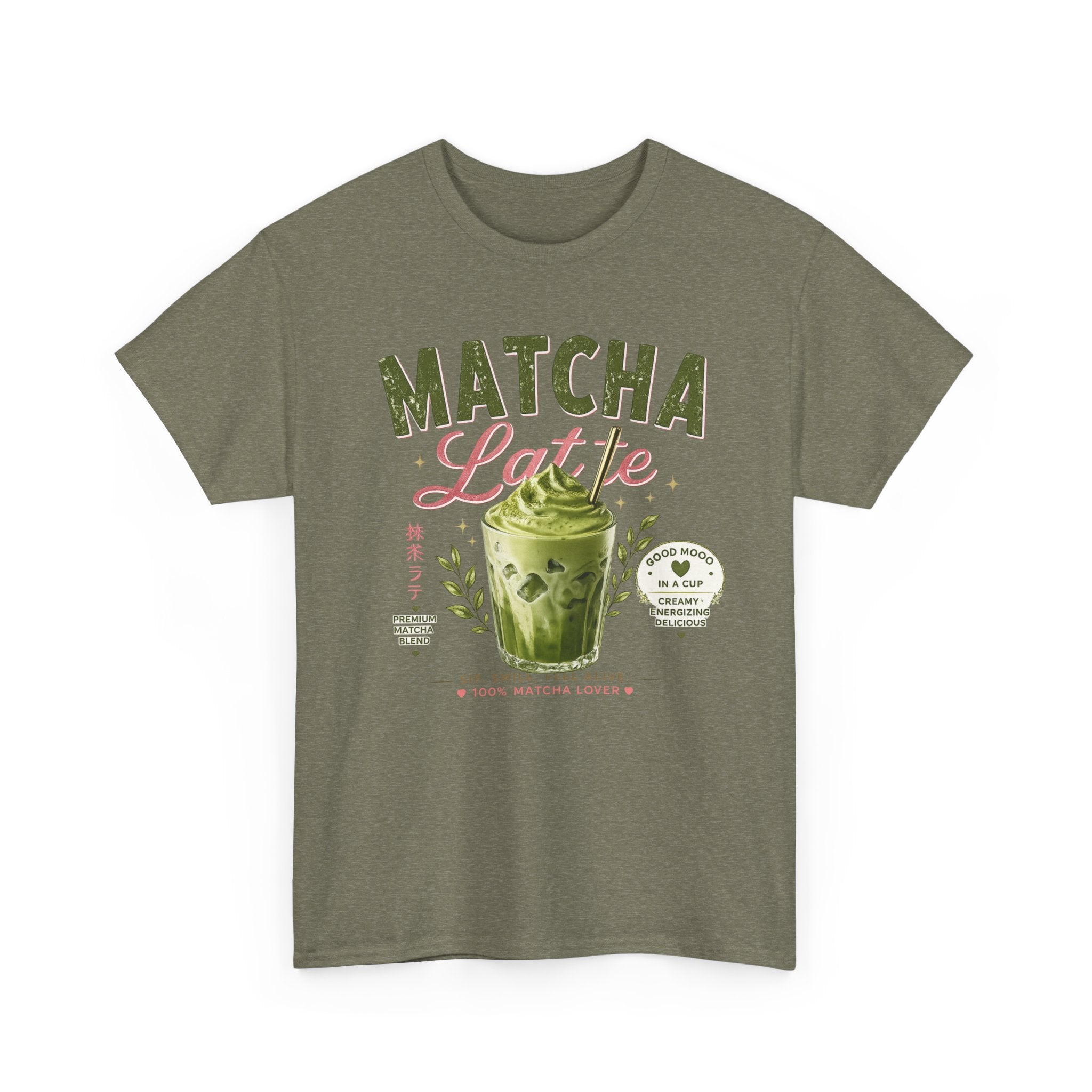 Matcha Latte T-Shirt | Iced Matcha Cup Graphic, Green Tea Illustration