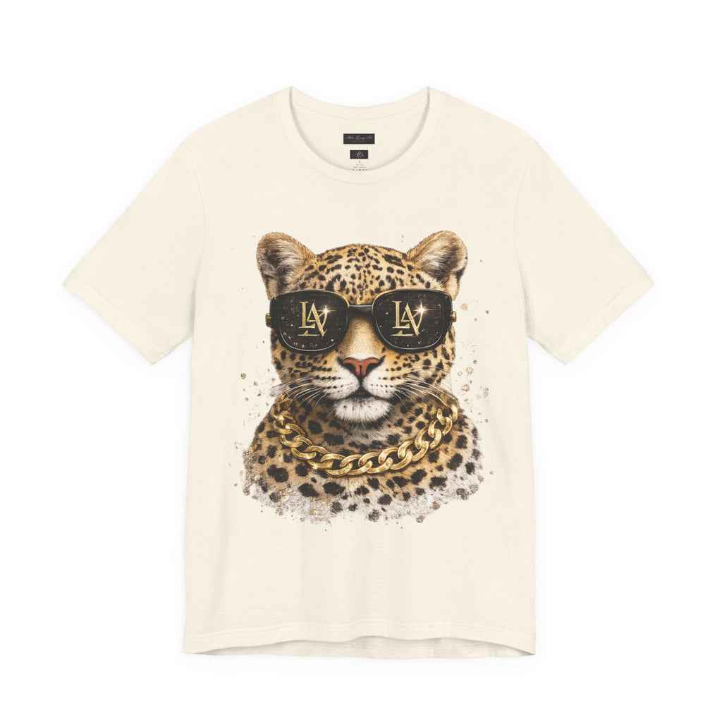 Leopard with Sunglasses Tee | Gold Chain Cheetah Graphic Shirt