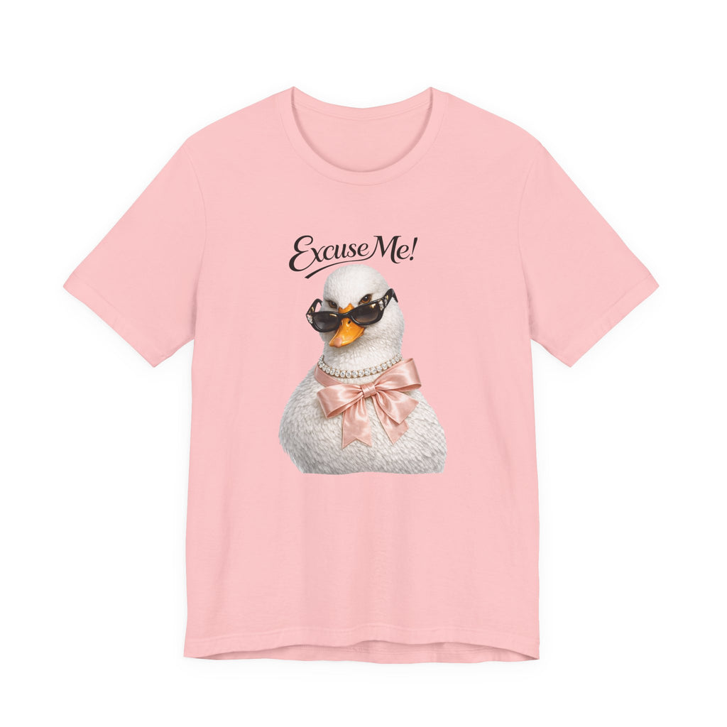 Excuse Me ! T-shirt Cygne Stylé — T-shirt graphique avec lunettes de soleil mignonnes et nœud papillon