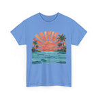 Vintage Sunset Palm Beach T-Shirt | Retro Surf Waves Tee