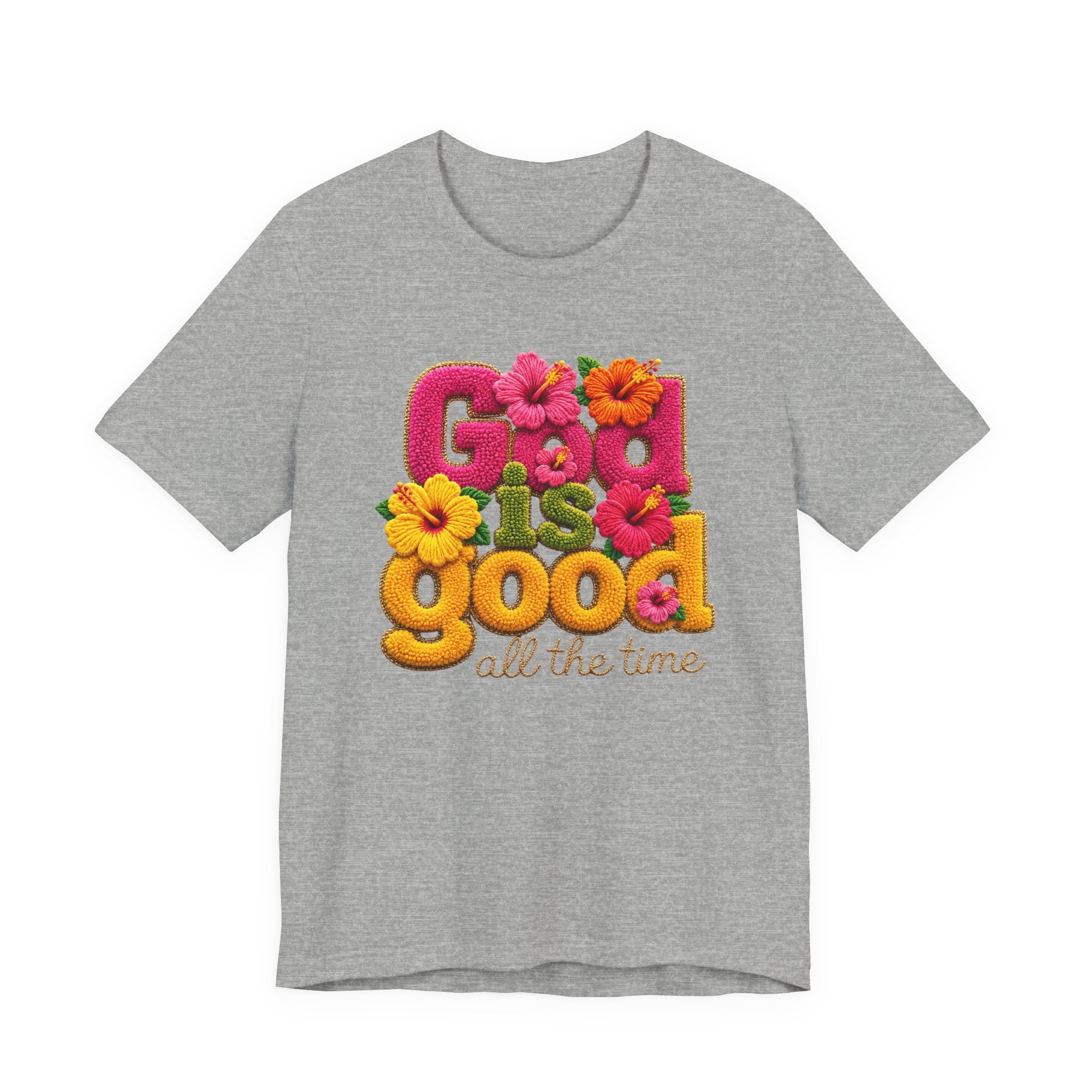 T-Shirt Dieu Est Bon tout le temps | Typographie florale rétro