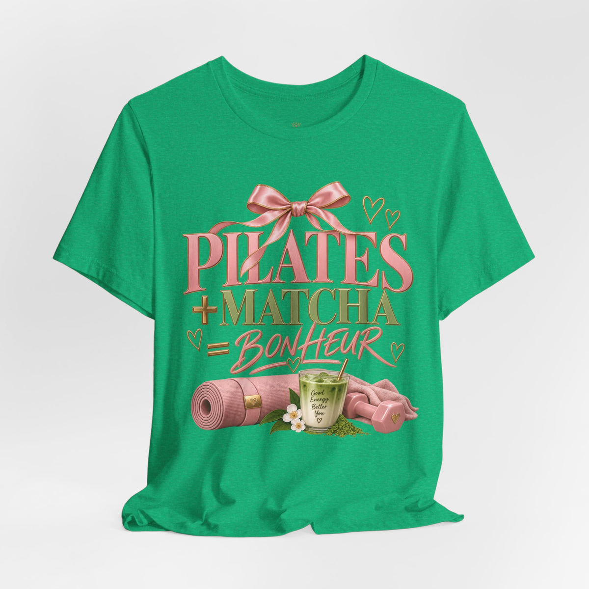 Pilates + Matcha Bonheur Tee — Yoga Mat & Matcha Fitness Shirt