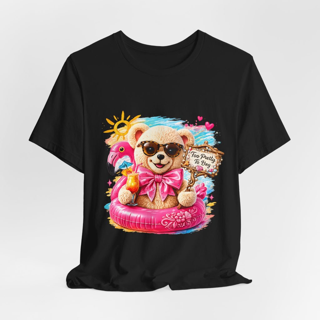 Teddy Bear Pool Float Tee | Summer Bear with Sunglasses and Flamingo