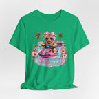 Coquette Island Cow Club T-Shirt | Cute Highland Cow Pink Jet Ski Summer Graphic Tee