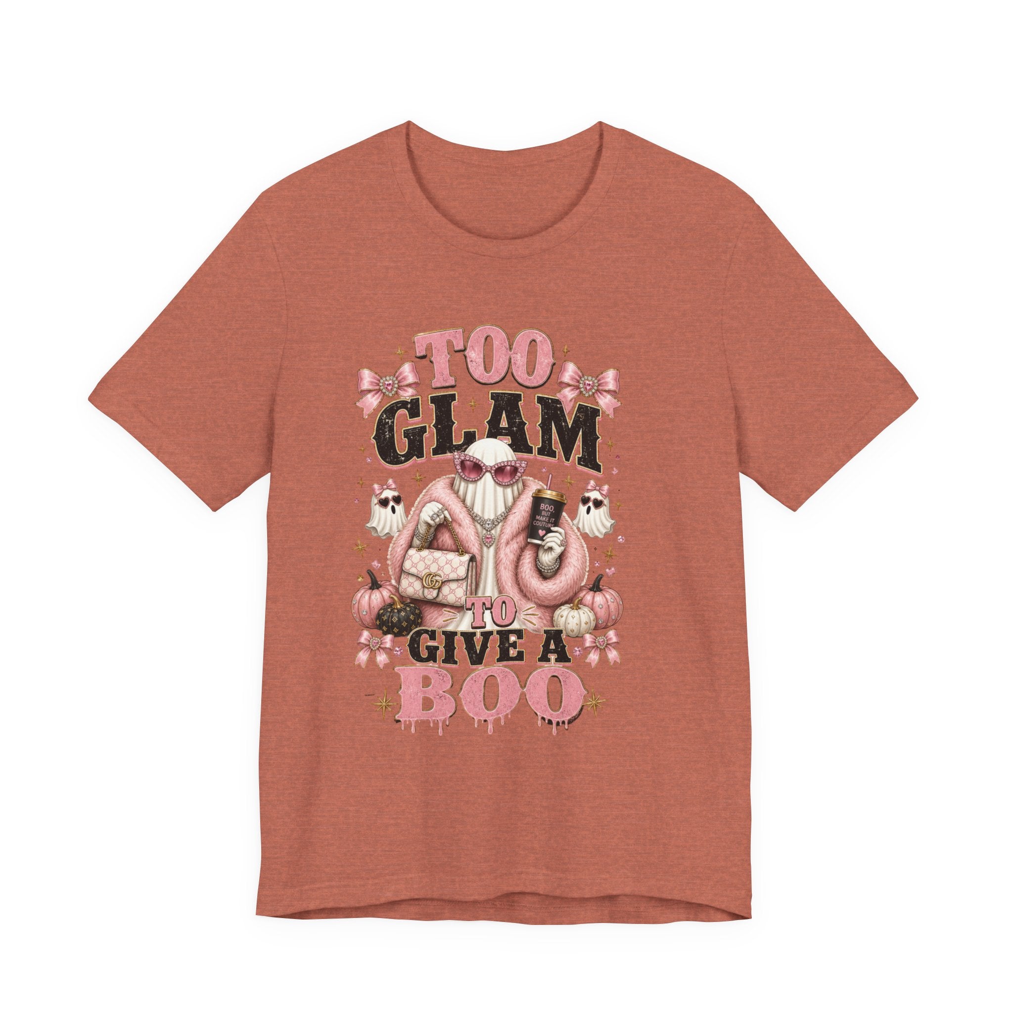 Too Glam To Give A Boo Halloween Tee — Pink Glamorous Costume Shirt