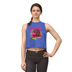 Beach Queen Cat Graphic Crop Top | Tropical Flamingo Bubblegum Retro