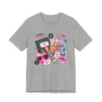Teacher Good Vibes Cute Pastel Sticker Collage T-Shirt | Coffee, Headphones, Journal | Back to School