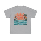 Vintage Sunset Palm Beach T-Shirt | Retro Surf Waves Tee