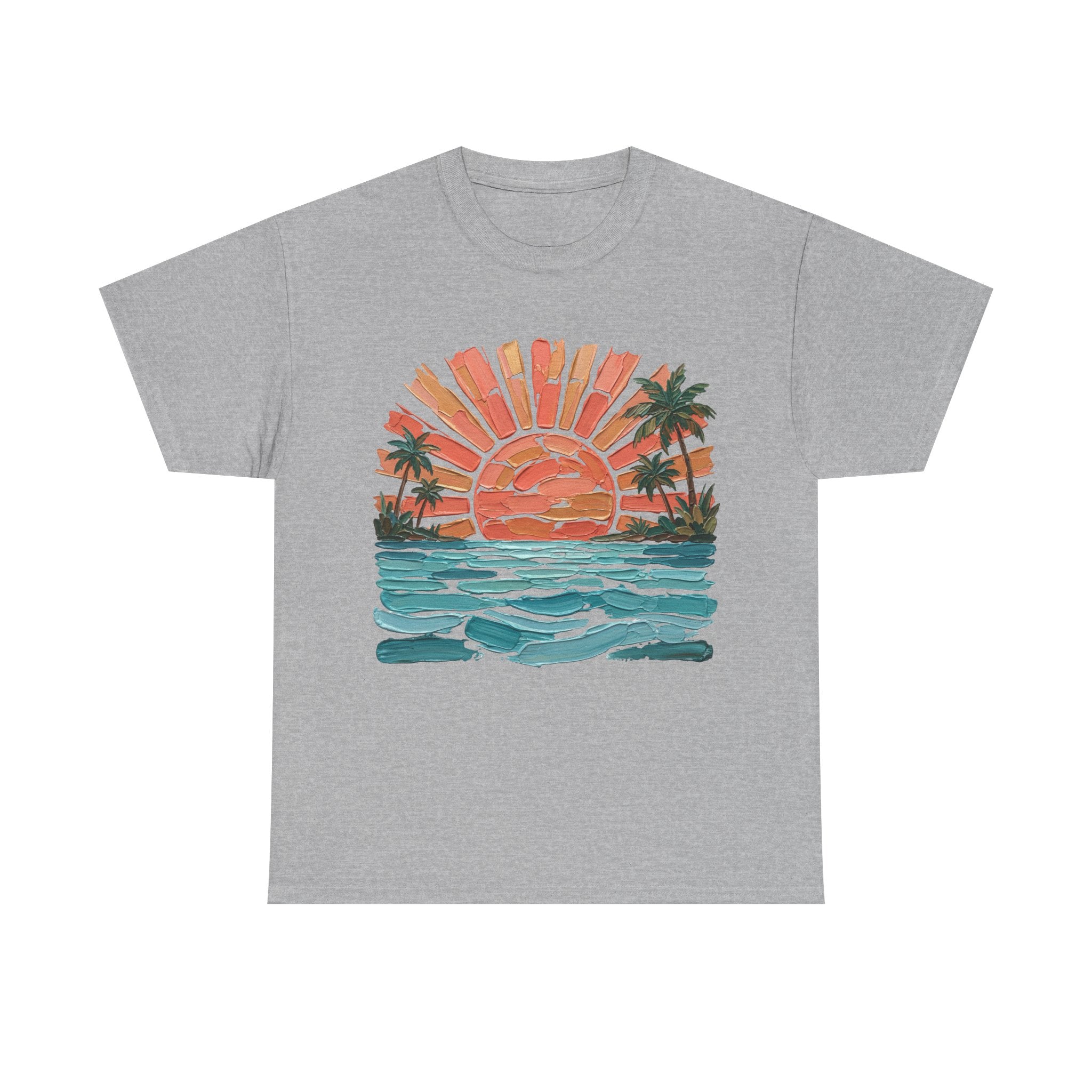 Vintage Sunset Palm Beach T-Shirt | Retro Surf Waves Tee