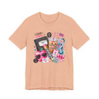 Teacher Good Vibes Cute Pastel Sticker Collage T-Shirt | Coffee, Headphones, Journal | Back to School