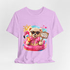 Teddy Bear Pool Float Tee | Summer Bear with Sunglasses and Flamingo