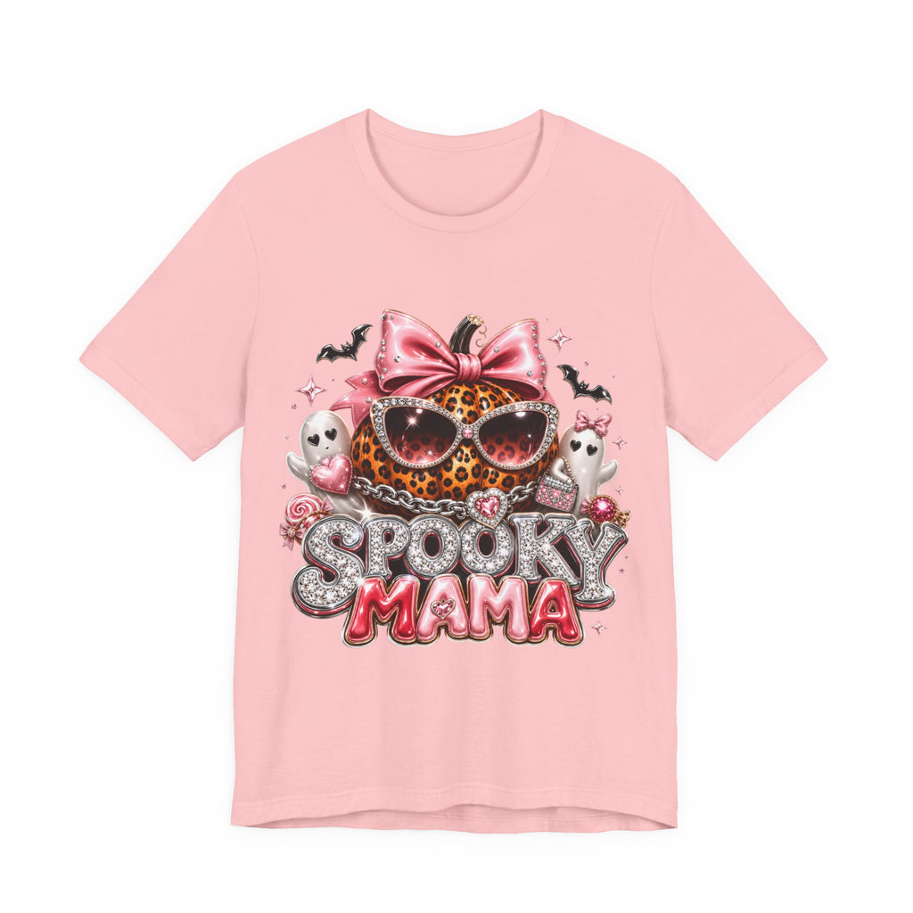 Spooky Mama T-Shirt — Cute Halloween Leopard Pumpkin Graphic Tee for Moms