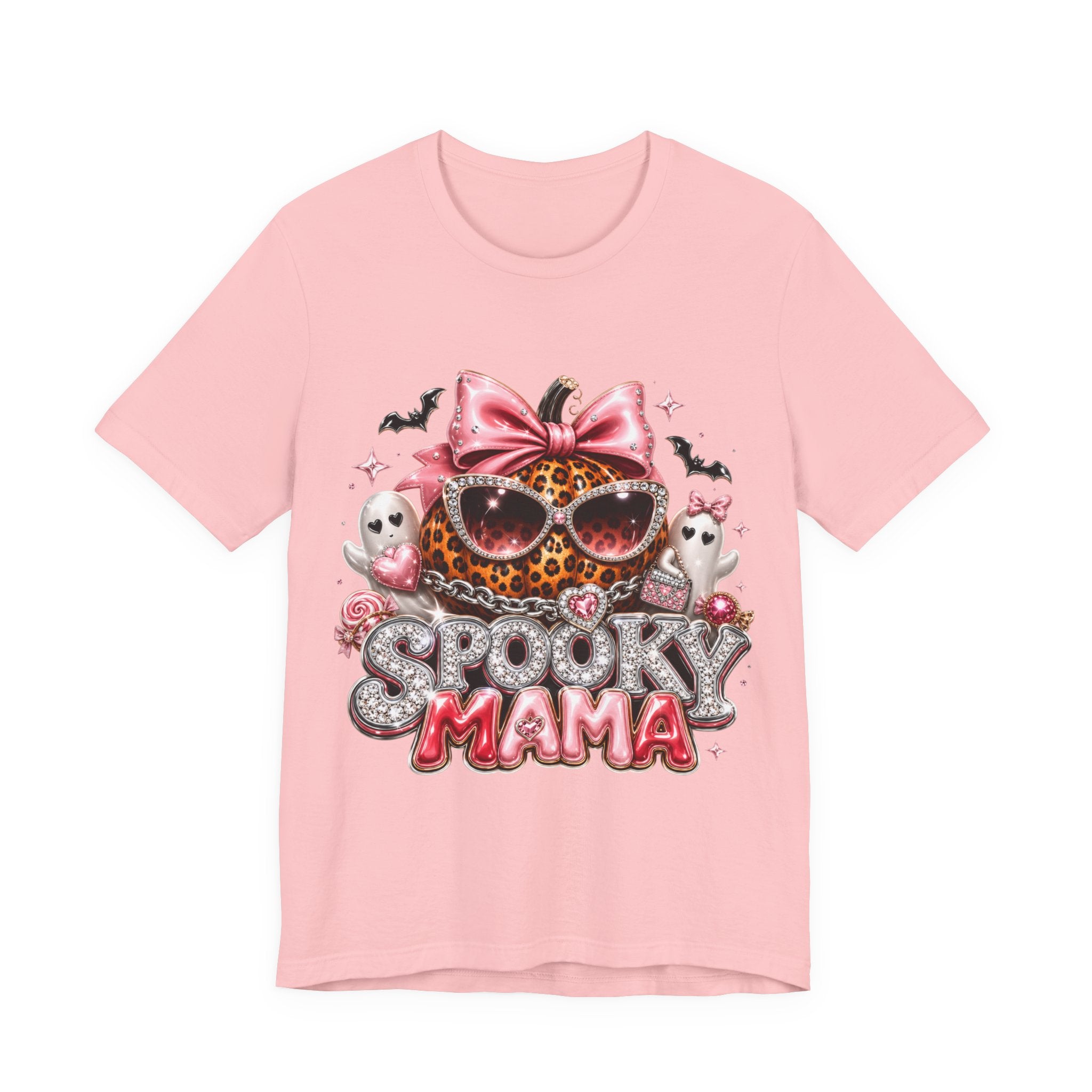 Spooky Mama T-Shirt — Cute Halloween Leopard Pumpkin Graphic Tee for Moms
