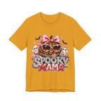 Spooky Mama T-Shirt — Cute Halloween Leopard Pumpkin Graphic Tee for Moms