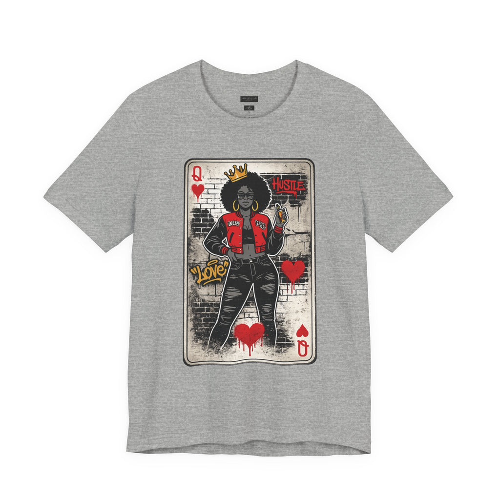 Queen of Hearts Playing Card Tee | Retro Street Art Queen, Love Hearts Design
