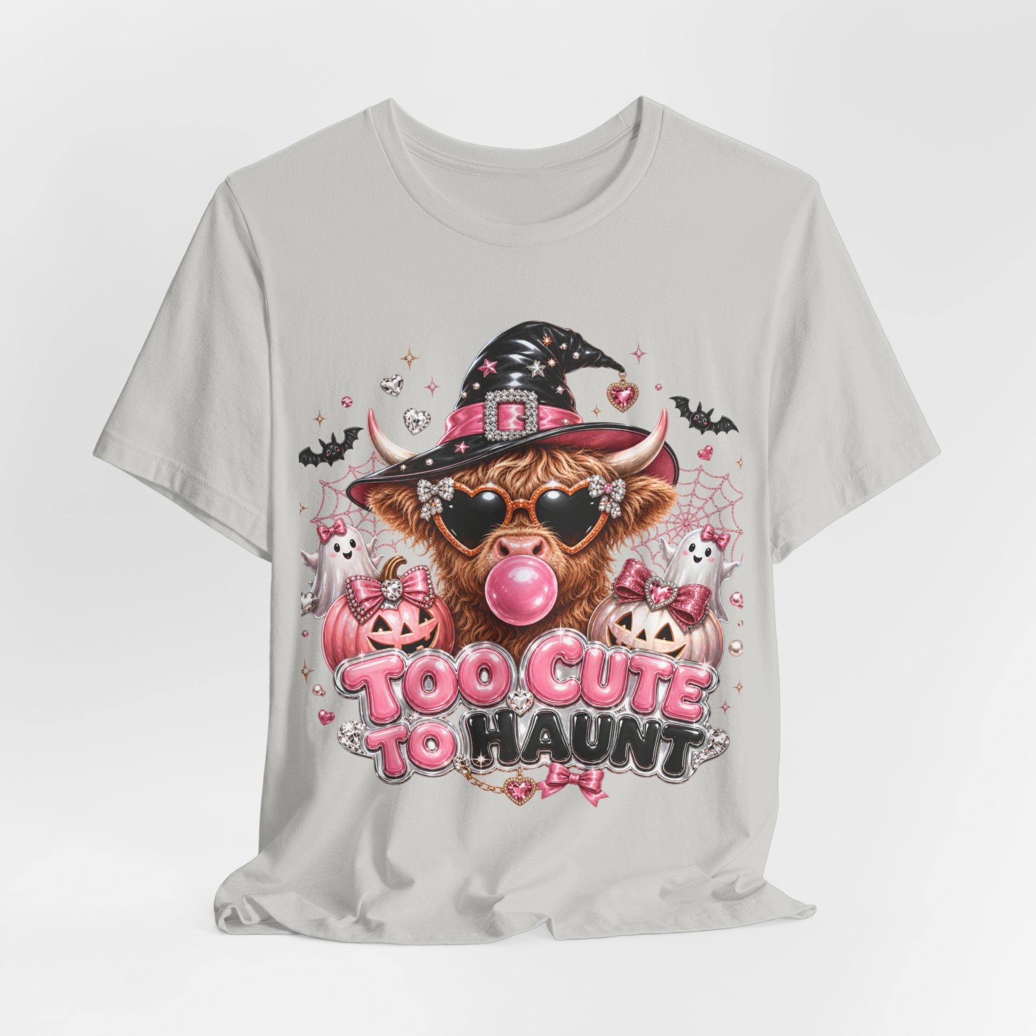 Halloween Cow T-Shirt — "Too Cute to Haunt" Cute Witch Cow Graphic Tee