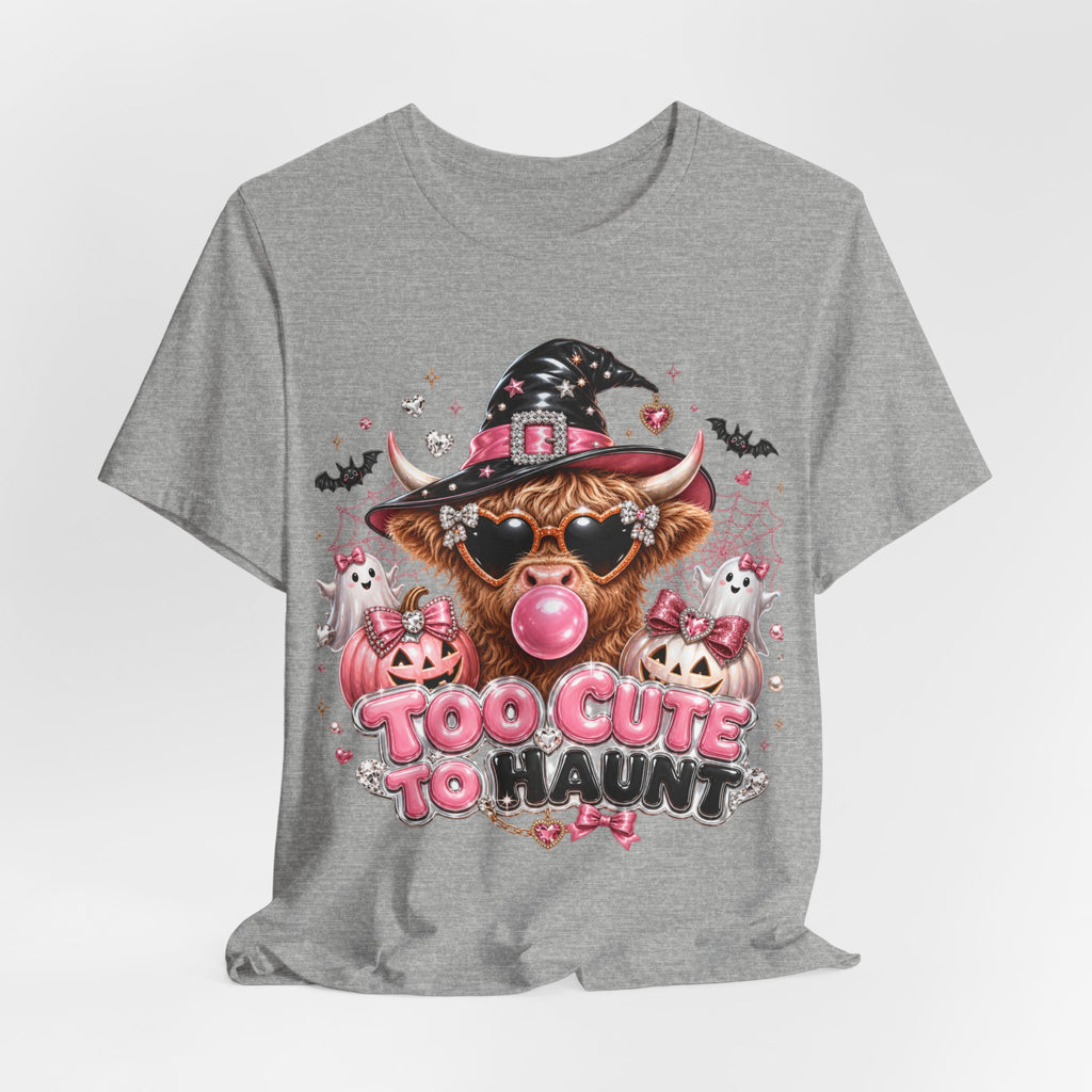 Halloween Cow T-Shirt — "Too Cute to Haunt" Cute Witch Cow Graphic Tee