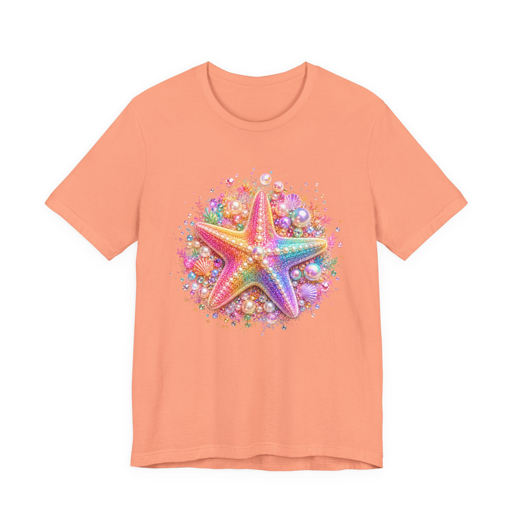 Rainbow Starfish T-Shirt | Colorful Seashell Beach Art