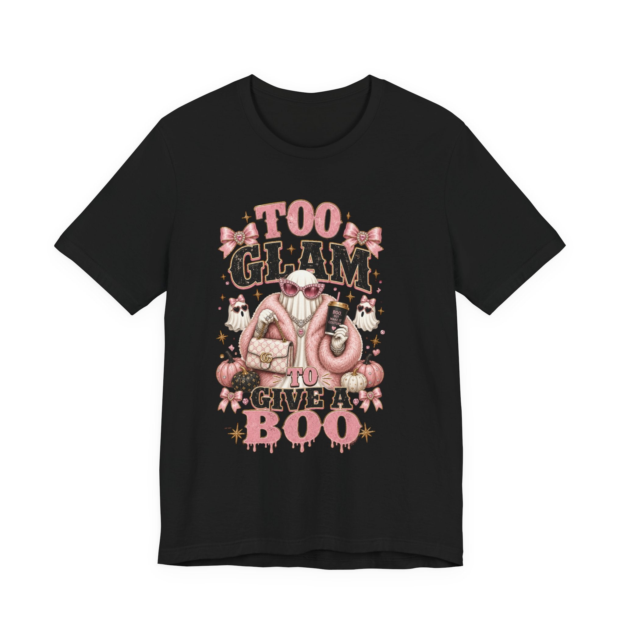 Too Glam To Give A Boo Halloween Tee — Pink Glamorous Costume Shirt