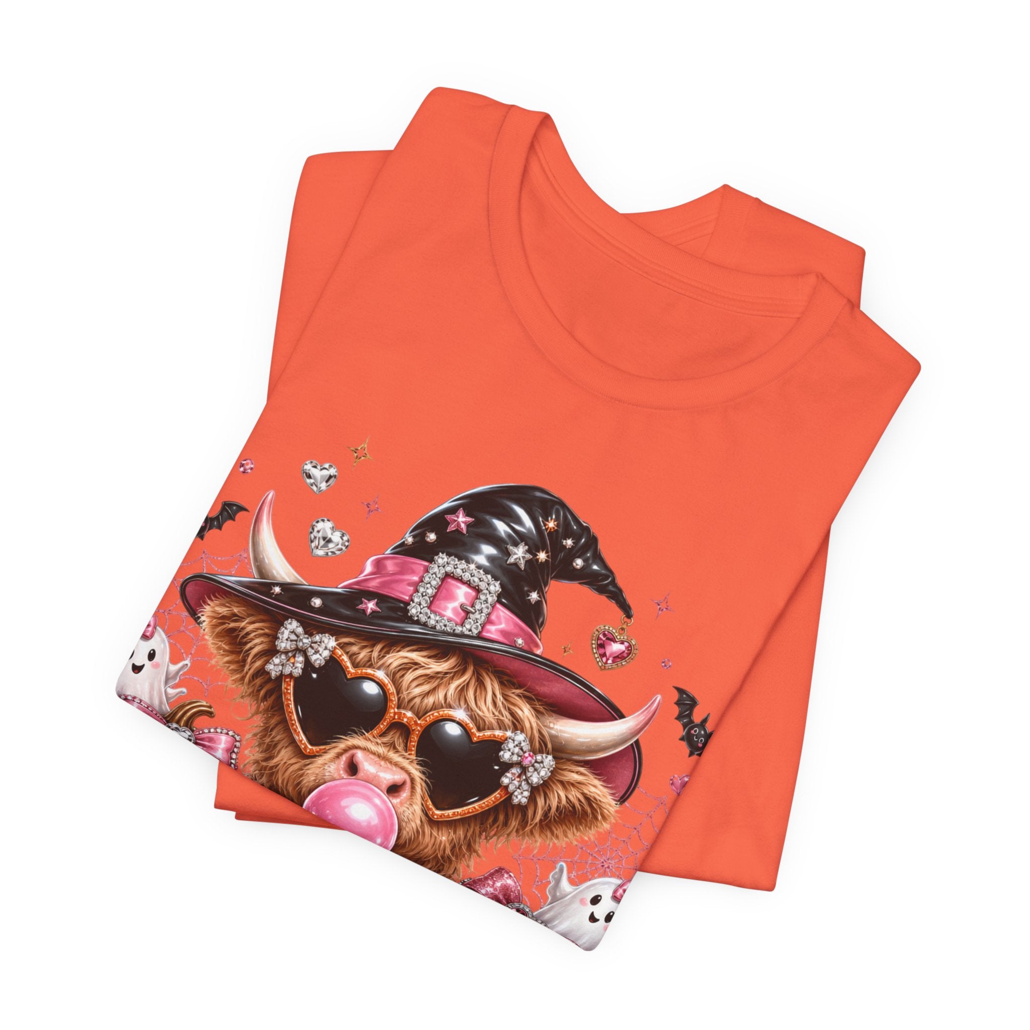 Halloween Cow T-Shirt — "Too Cute to Haunt" Cute Witch Cow Graphic Tee