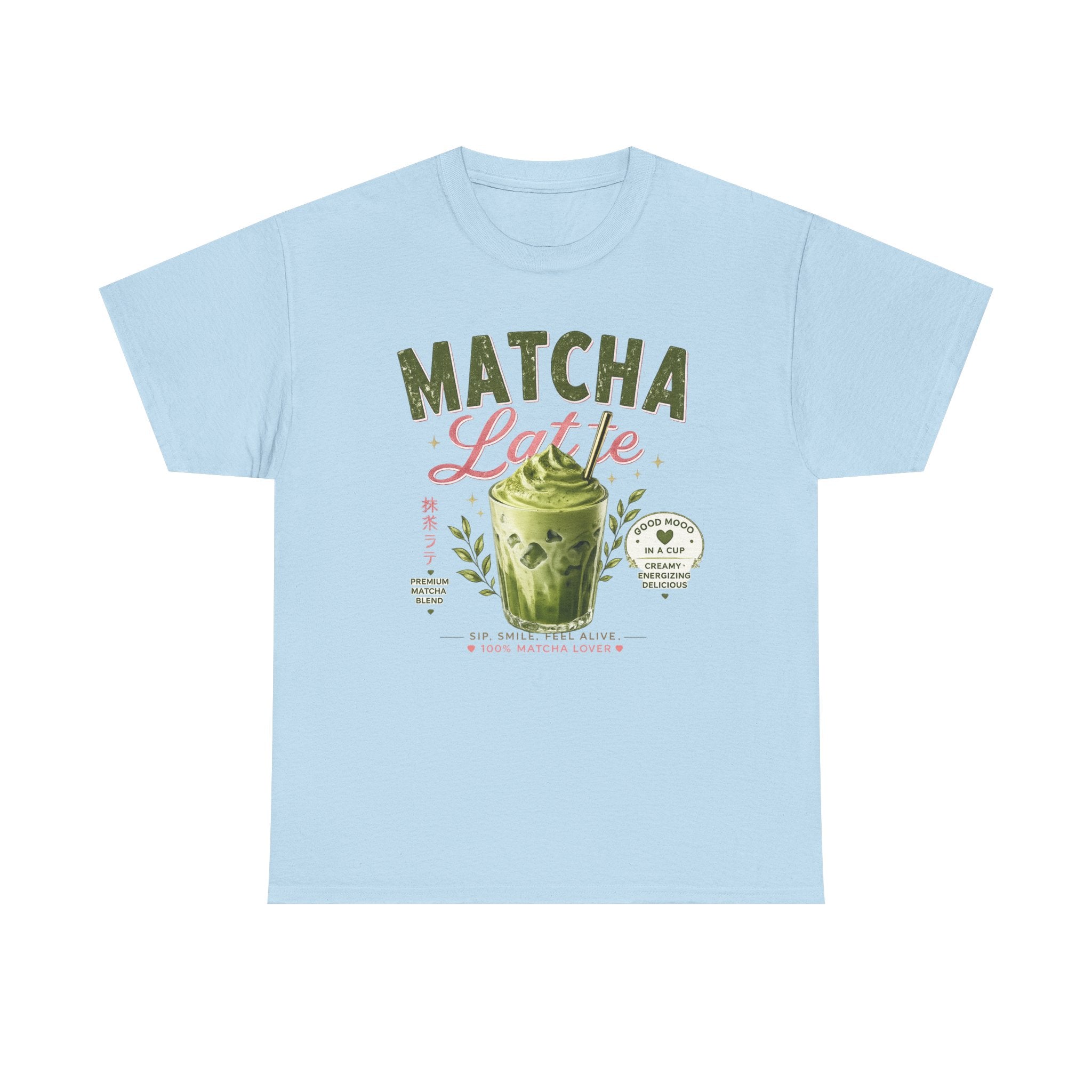 Matcha Latte T-Shirt | Iced Matcha Cup Graphic, Green Tea Illustration