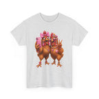 Two Chickens Taking Selfie T-Shirt | Funny Poultry Illustration