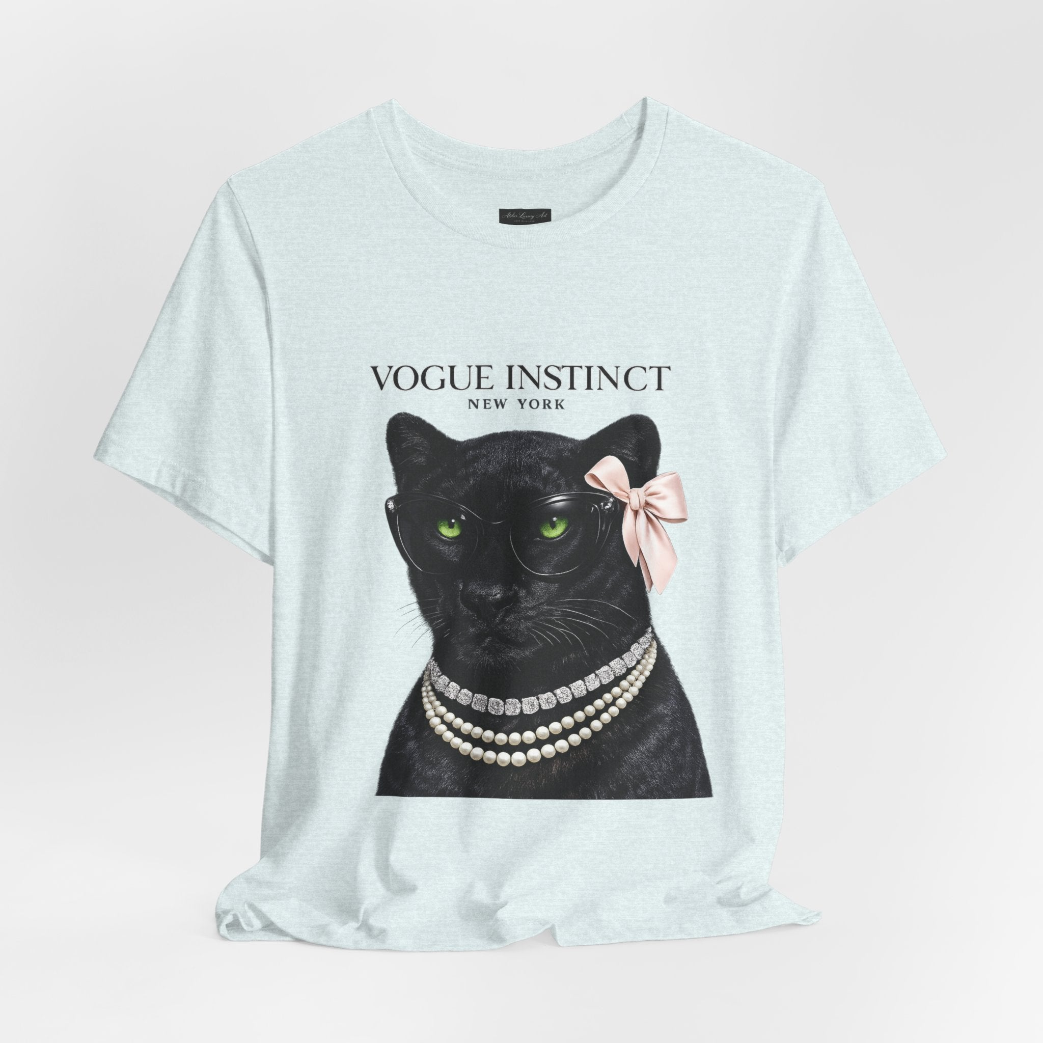 Vogue Instinct Black Cat with Pearls Tee | Fashion Cat T-Shirt