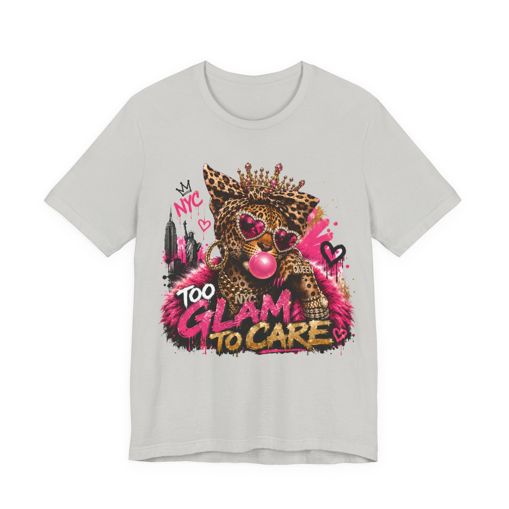 Too Glam To Care Tee — Leopard Crown Cat Graphic Shirt