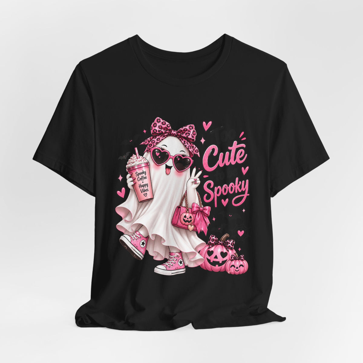 Cute Ghost Halloween T-Shirt | Too Cute to Be Spooky | Coquette Luxe